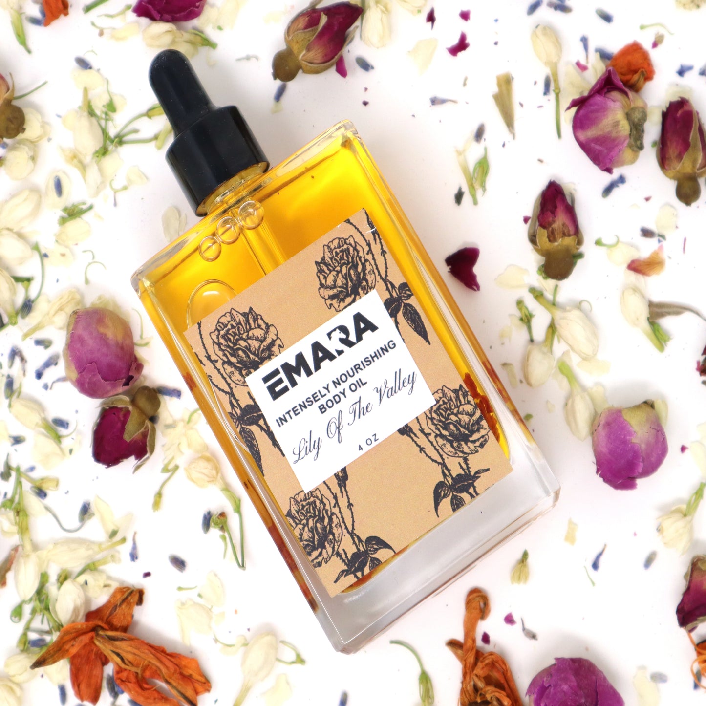 EMARA Intensely Nourishing Lily Of The Valley Body Oil - Perfect Self Care Gift, Handmade, Organic, Vegan, Skin Moisturizing, Soothing Oil