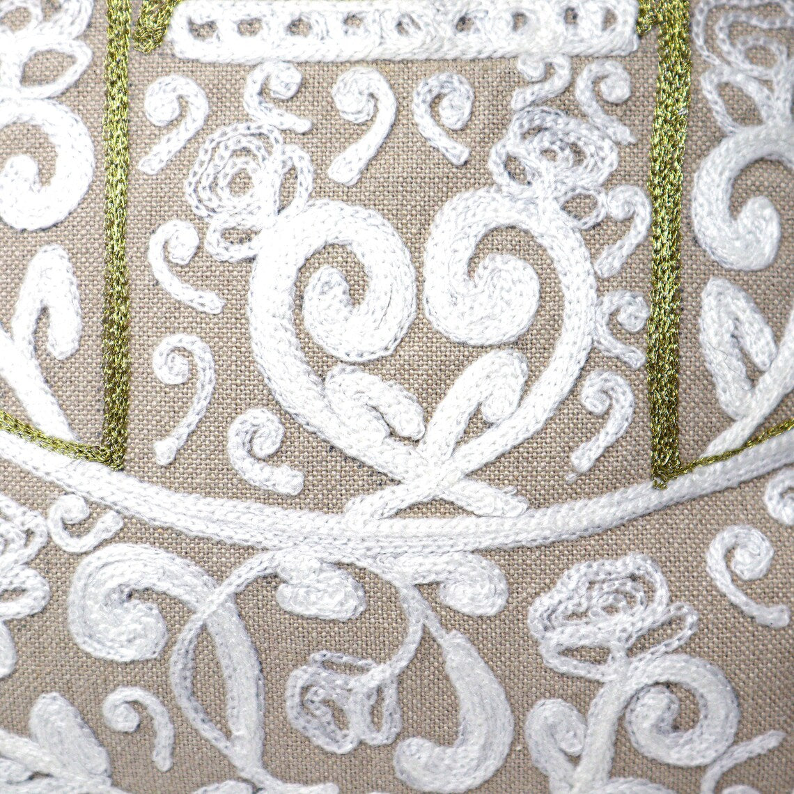 Handmade Embroidered Statement Light Nude Luxurious Traditional Cushion Cover, Handmade in Alexandria