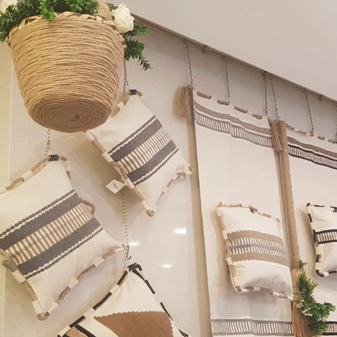 Handmade Embroidered Statement Luxurious Traditional Decorative Rope Cushion Cover, Handmade in Alexandria