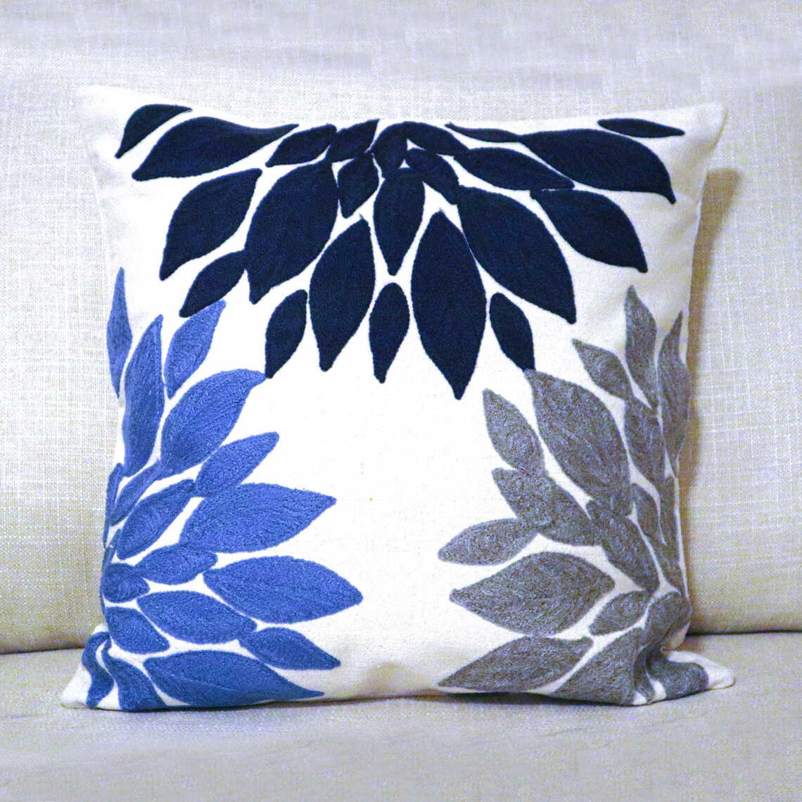 Handmade Embroidered Statement Light Nude Luxurious Traditional Cushion Cover, Handmade in Alexandria