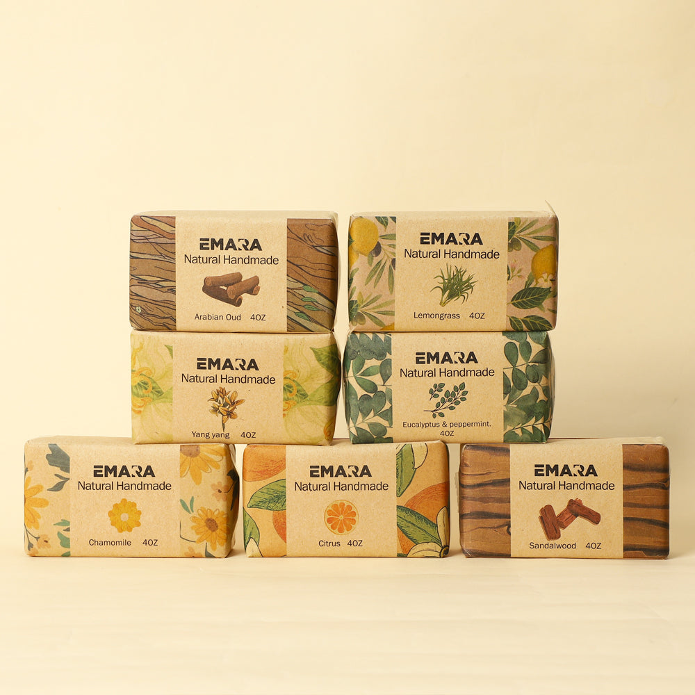 EMARA All Natural Soap Bar for Body ,4 oz, 4-Pack or 6-Pack