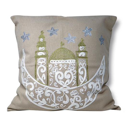 Handmade Embroidered Statement Light Nude Luxurious Traditional Cushion Cover, Handmade in Alexandria