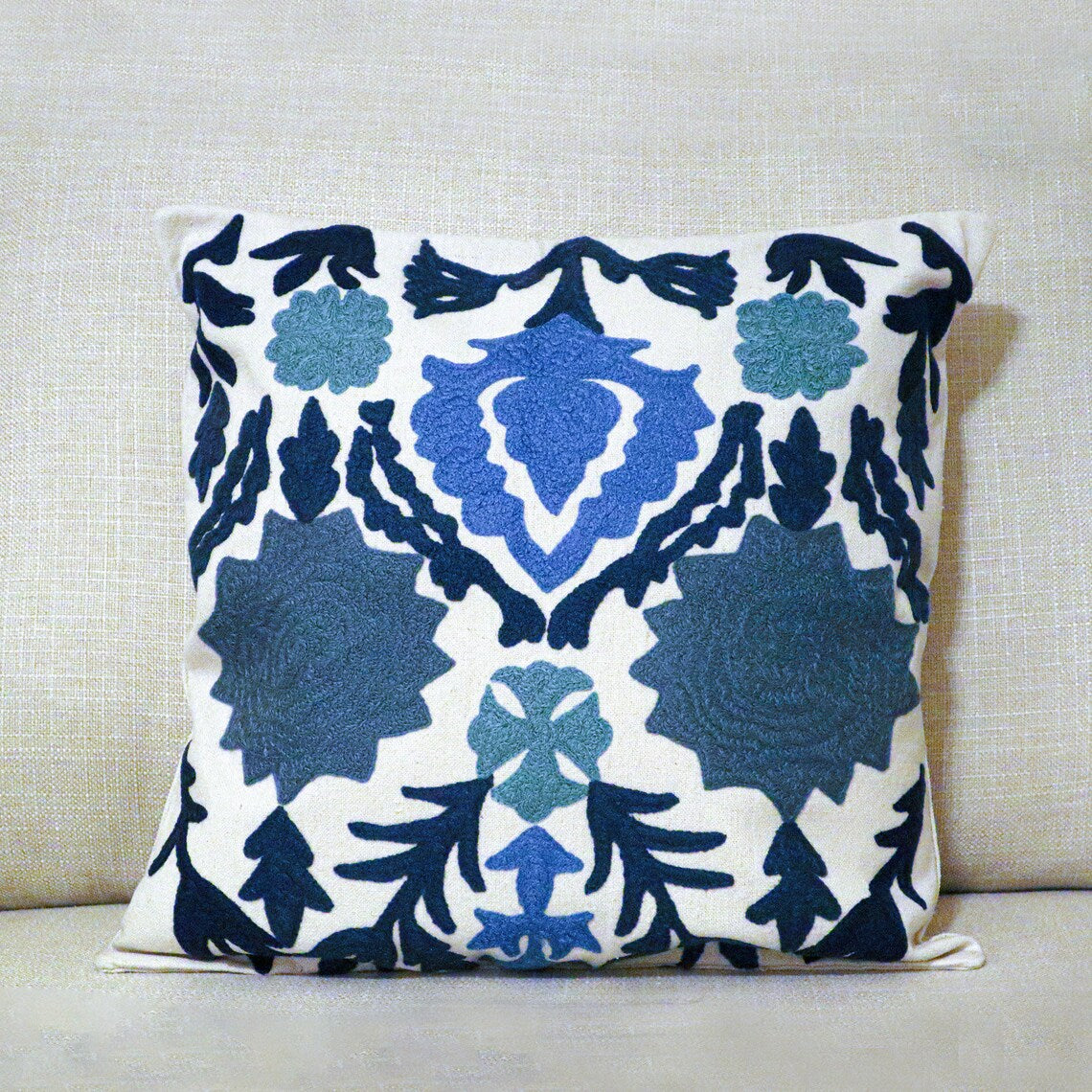 Handmade Embroidered Statement Luxurious Traditional Decorative Detailed Cushion Cover, Handmade in Alexandria