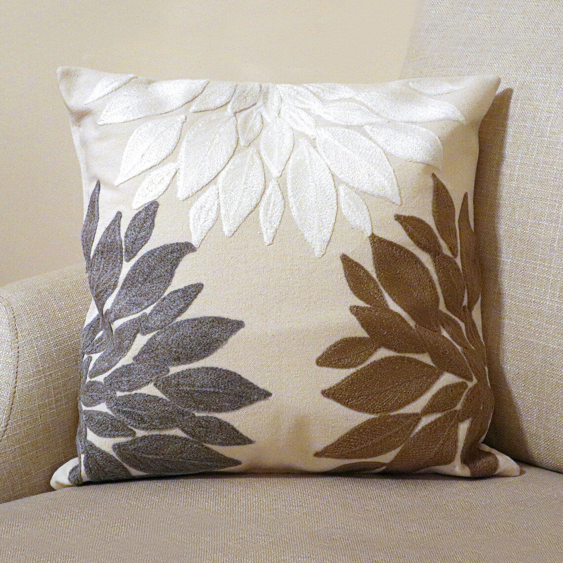 Handmade Embroidered Statement Luxurious Traditional Decorative Cushion Cover, Handmade in Alexandria