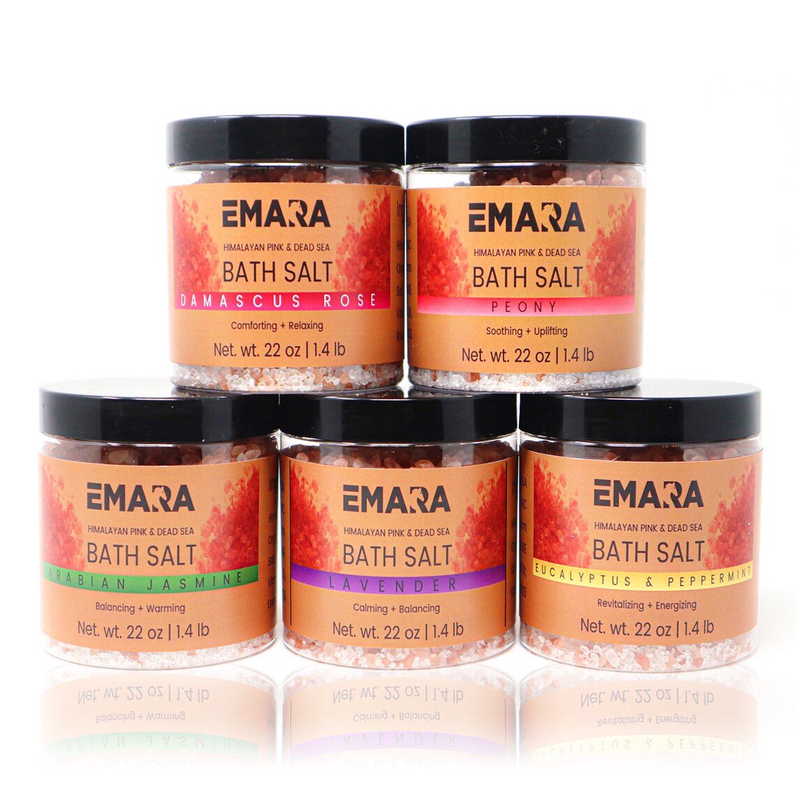 5 Bath Salt Spa Gift Set - Luxury Himalayan Pink and Dead Sea Salt Bath Soak Enriched with Rosehip Oil Vitamin E Oil 7 LB Bulk Bath Salt