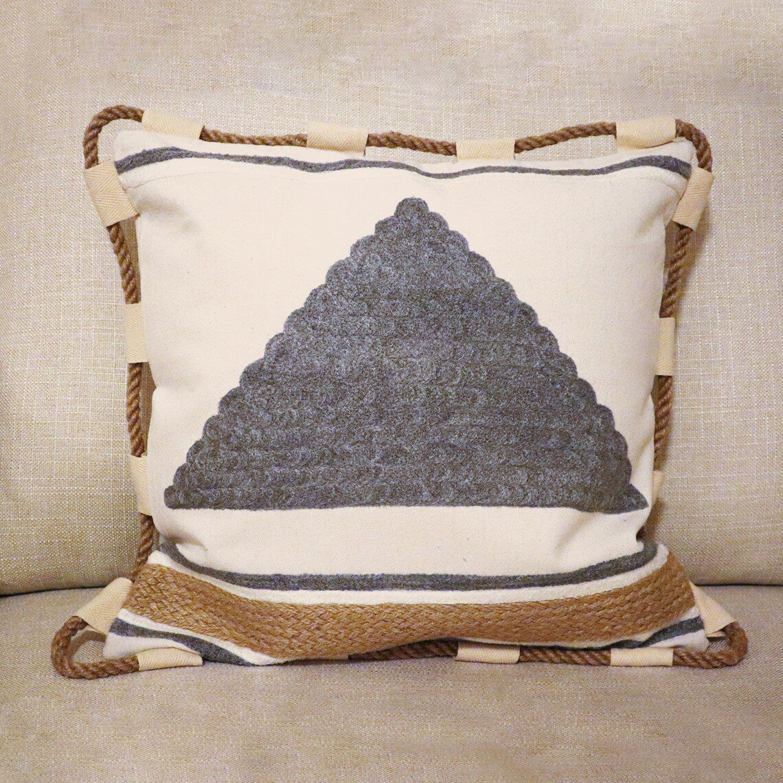 Handmade Embroidered Statement Luxurious Traditional Pyramid Cushion Cover, Handmade in Alexandria