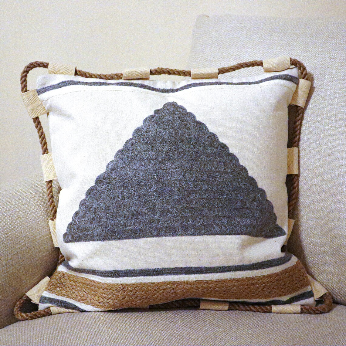 Handmade Embroidered Statement Luxurious Traditional Pyramid Cushion Cover, Handmade in Alexandria