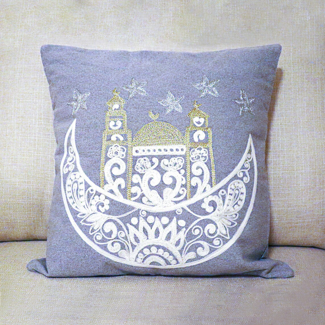 Handmade Embroidered Statement Luxurious Traditional Decorative Cushion Cover, Handmade in Alexandria