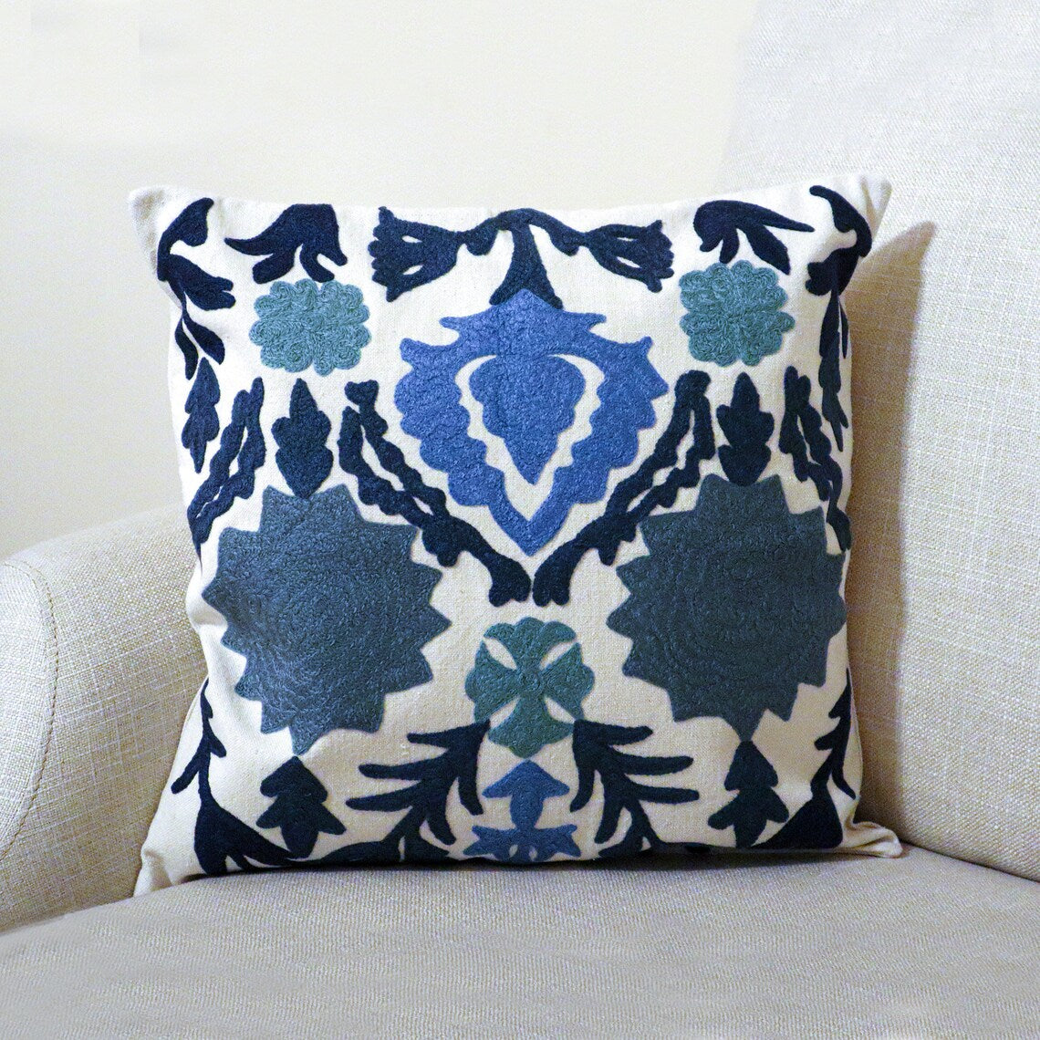 Handmade Embroidered Statement Luxurious Traditional Decorative Detailed Cushion Cover, Handmade in Alexandria