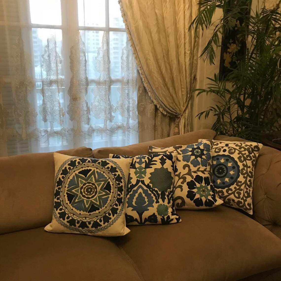 Handmade Embroidered Statement Luxurious Traditional Decorative Detailed Cushion Cover, Handmade in Alexandria