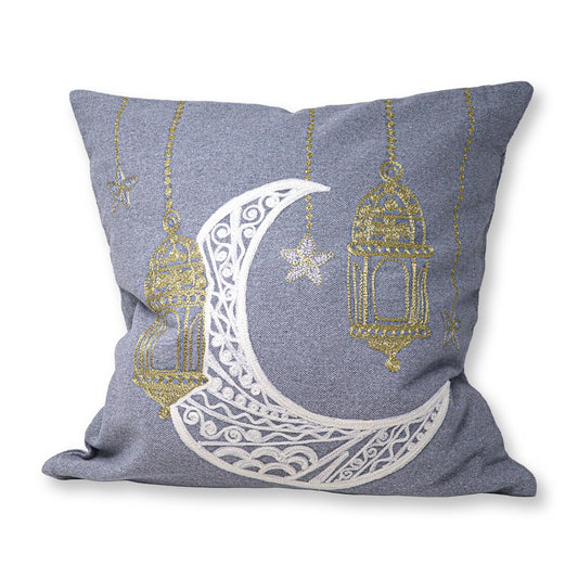 Handmade Embroidered Statement Luxurious Traditional Decorative Moon Cushion Cover, Handmade in Alexandria