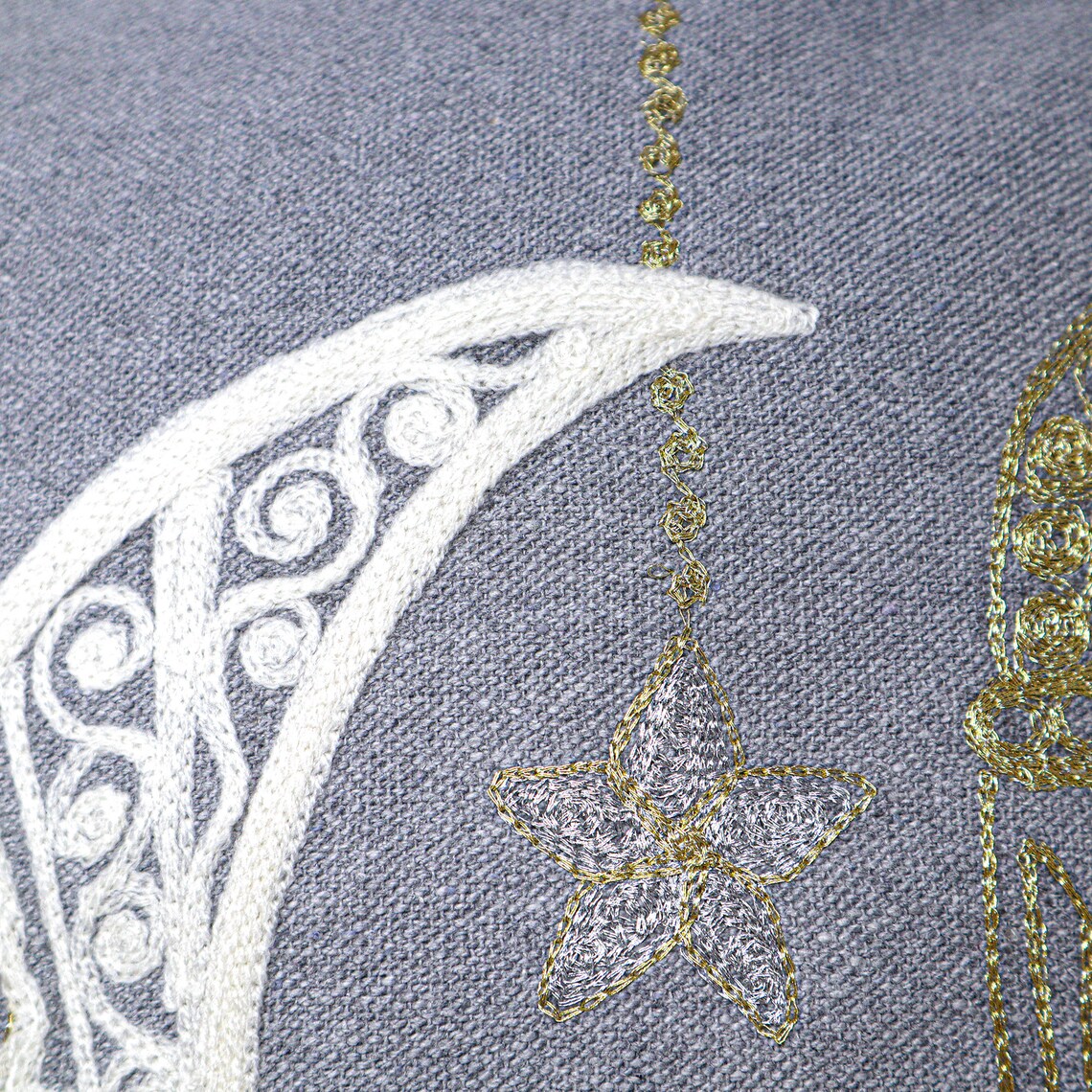 Handmade Embroidered Statement Luxurious Traditional Decorative Moon Cushion Cover, Handmade in Alexandria