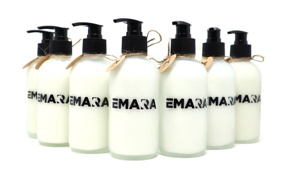 EMARA Shea Mango Argan Oil Handmade Body Lotion, Perfect Self Care Gift, Organic, Vegan, Skin Moisturizing, Soothing, Silky, Hydrating