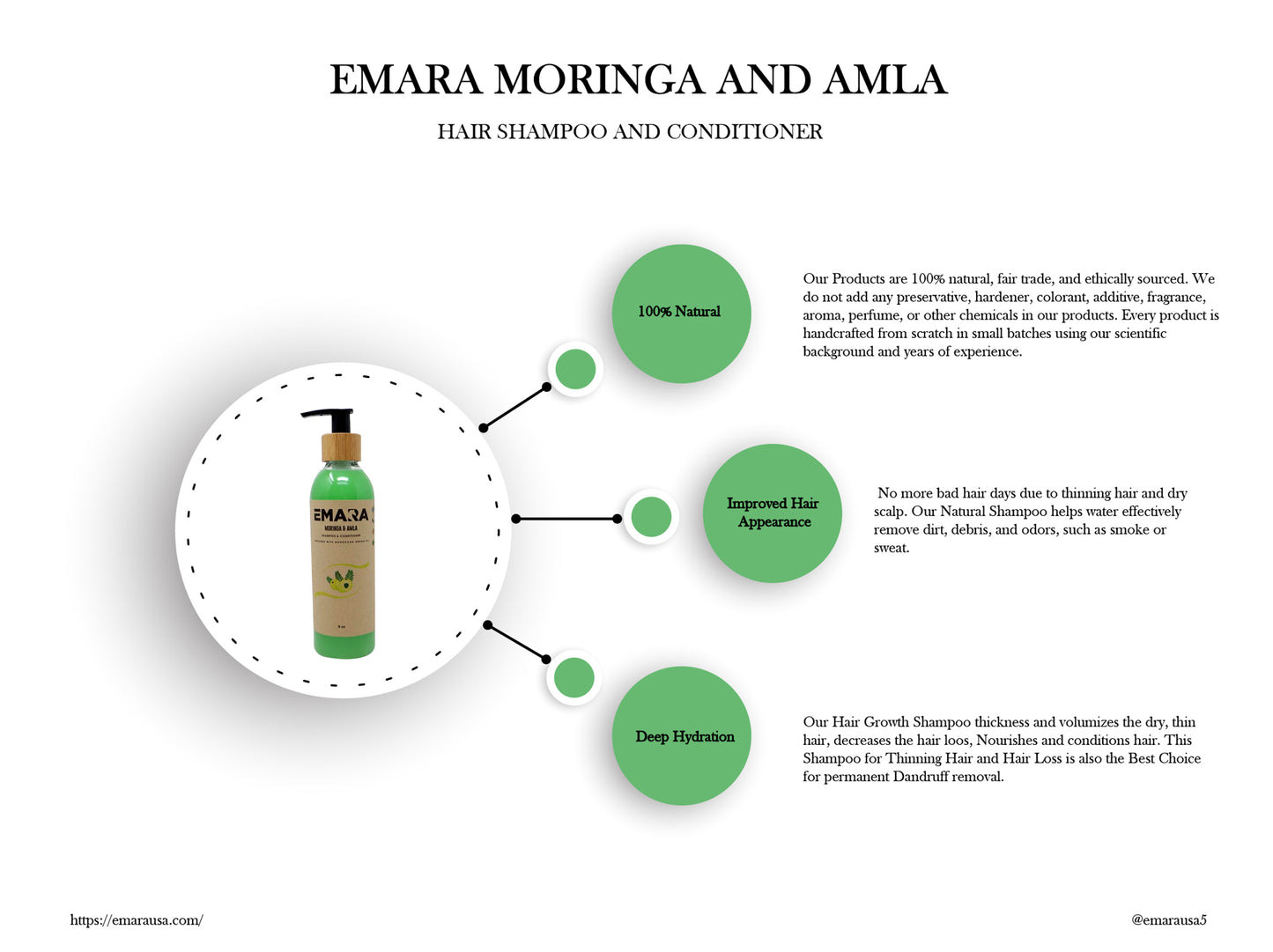 EMARA Moringa and Amla All Natural Hair Shampoo and Conditioner