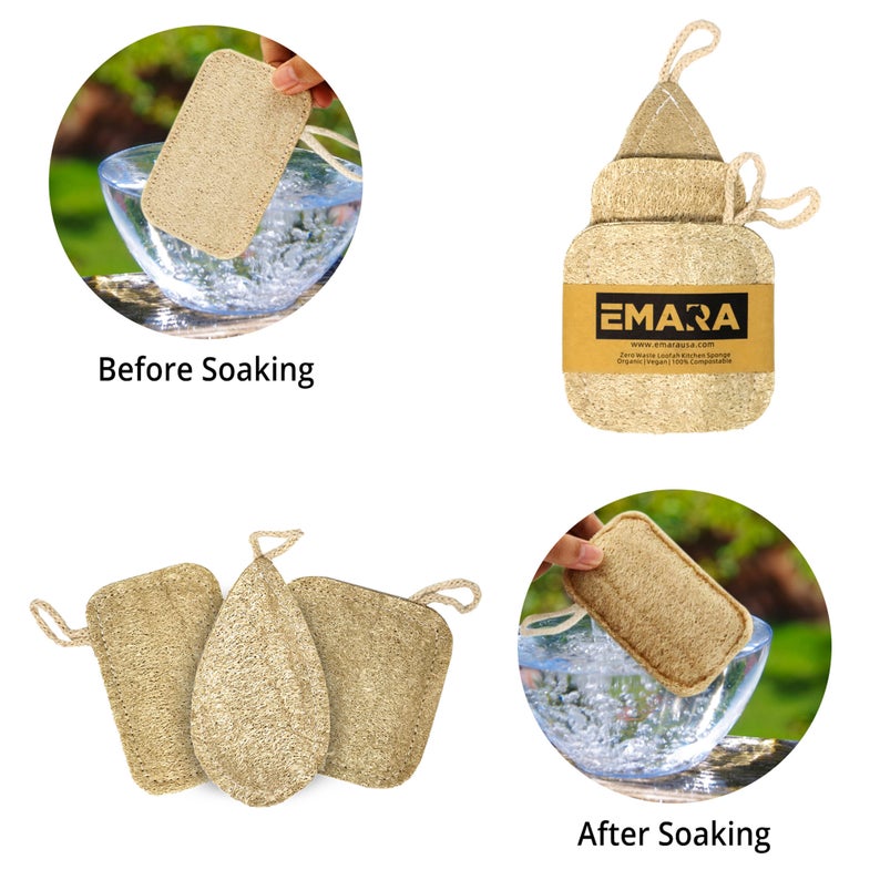 Natural Kitchen Sponge Set of 3